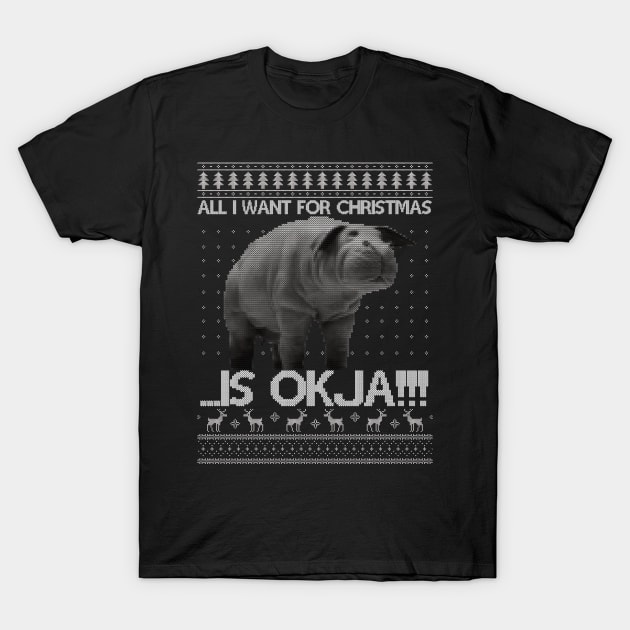 All I Want For Christmas Is OKJA Knit Pattern T-Shirt by Bevatron